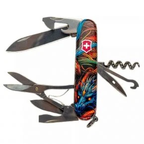 Швейцарський ніж Victorinox Climber 91 мм, 14 функцій, різнокольоровий, принт сапфіровий дракон (1.3703_Z3260p)