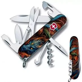 Швейцарський ніж Victorinox Climber 91 мм, 14 функцій, різнокольоровий, принт сапфіровий дракон (1.3703_Z3260p)