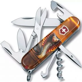 Швейцарський ніж Victorinox Climber 91 мм, 14 функцій, червоний, принт полум'яна кобра (1.3703_Z4250pk)
