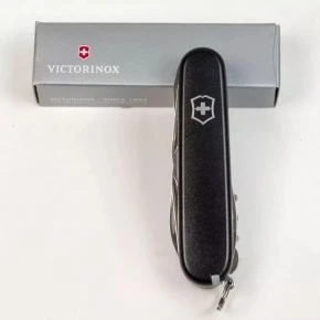 Швейцарський ніж Victorinox Huntsman 91 мм, 15 функцій, чорний матовий (1.3713.3_M0007p)