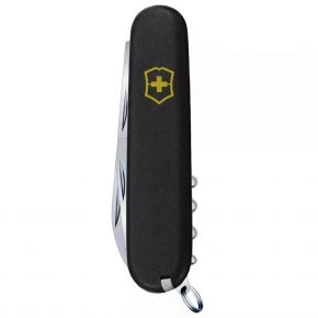 Швейцарський ніж Victorinox Huntsman 91 мм, 15 функцій, чорний матовий, жовтий логотип (1.3713.3_M0008p)