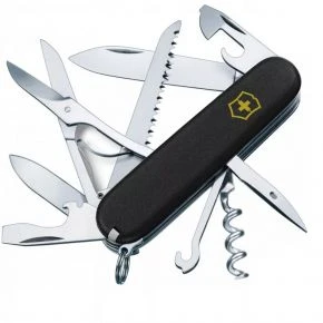 Швейцарський ніж Victorinox Huntsman 91 мм, 15 функцій, чорний матовий, жовтий логотип (1.3713.3_M0008p)