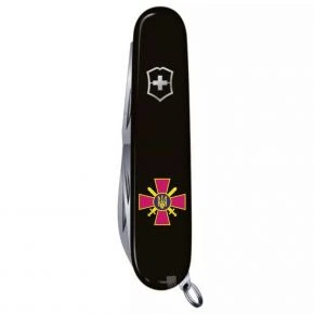 Швейцарський ніж Victorinox Huntsman 91 мм, 15 функцій, чорний, емблема Сухопутних військ ЗСУ (1.3713.3_W0020u)