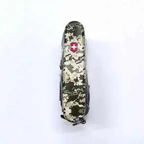 Швейцарський ніж Victorinox Swiss Champ XXL 91 мм, 73 функції, піксельний камуфляж з червоним логотипом (1.6795.XXL3_W3941p)