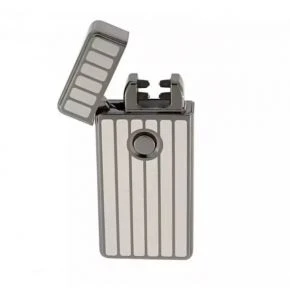 Електроімпульсна USB-запальничка Tycoon «чорний лід» зі смужкою, чорно-срібляста, дві дуги (100668)