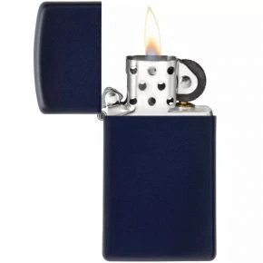 Бензинова запальничка Zippo Slim Navy Blue Matte, матова темно-синя (1639)