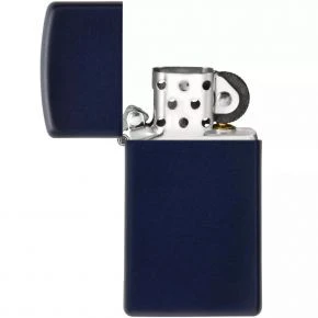 Бензинова запальничка Zippo Slim Navy Blue Matte, матова темно-синя (1639)
