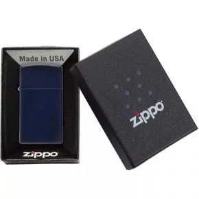Бензинова запальничка Zippo Slim Navy Blue Matte, матова темно-синя (1639)