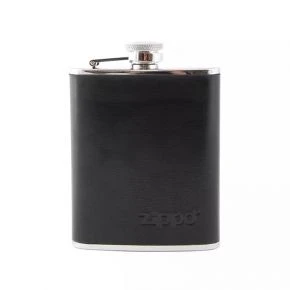 Фляга Zippo 6 oz, 177 мл, нержавіюча сталь у шкірі, чорна (2005269)