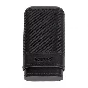 Футляр для 3 сигар Zippo, натуральна шкіра з тисненням під карбон, чорний (2007999)