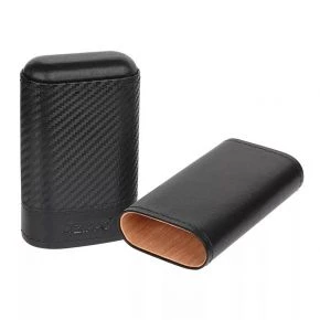 Футляр для 3 сигар Zippo, натуральна шкіра з тисненням під карбон, чорний (2007999)