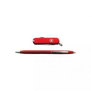 Подарунковий набір Victorinox: швейцарський ніж Classic SD 58 мм, 7 функцій, і ручка Cross, червоний (4.4401)