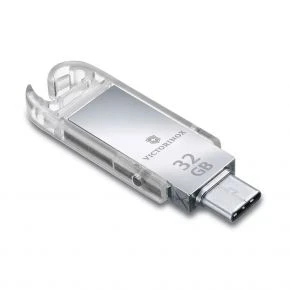 Швейцарський ніж Victorinox @work 58 мм, 8 функцій, червоний прозорий, USB 32 ГБ, у блістері (4.6235.TG32B1)