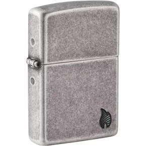 Бензинова запальничка Zippo Armor Antique Silver Flame Design, антикове срібло (46399)