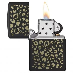 Бензинова запальничка Zippo Leopard Skulls Design, чорна матова (47001)