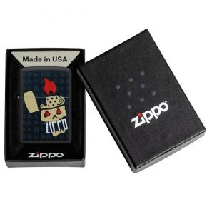 Бензинова запальничка Zippo Skull and Flames, чорна матова (47256)