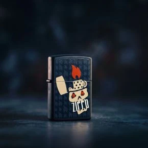 Бензинова запальничка Zippo Skull and Flames, чорна матова (47256)