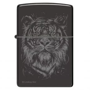 Бензинова запальничка Zippo Lindsay Kivi The Big Cat Design, полірована чорна (48935)