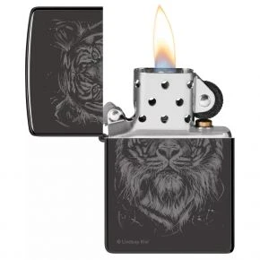 Бензинова запальничка Zippo Lindsay Kivi The Big Cat Design, полірована чорна (48935)