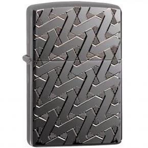 Бензинова запальничка Zippo Armor Geometric Weave Design, чорний глянцевий хром (49173)