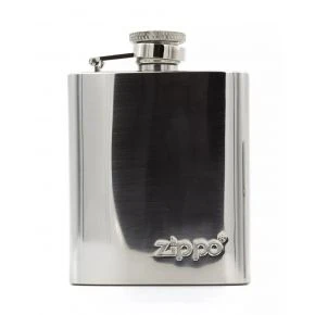 Подарунковий набір Zippo: фляга 89 мл і бензинова запальничка, хром, сріблястий (49358)