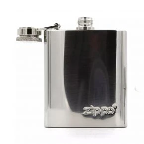 Подарунковий набір Zippo: фляга 89 мл і бензинова запальничка, хром, сріблястий (49358)