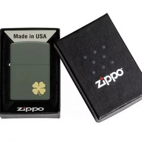 Бензинова запальничка Zippo Four Leaf Clover, зелена матова (49796)