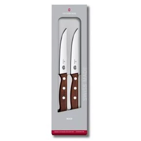 Набір ножів для стейку Victorinox Wood 12 см, гладка заточка, коричневий (5.1200.12G)