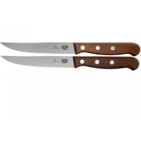 Набір ножів для стейку Victorinox Wood 12 см, гладка заточка, коричневий (5.1200.12G)
