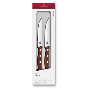 Набір ножів для стейку Victorinox Wood 12 см, гладка заточка, коричневий (5.1200.12G)