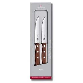 Набір ножів для стейку Victorinox Wood 12 см, хвиляста заточка, коричневий (5.1230.12G)