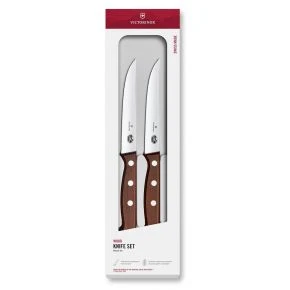Набір ножів для стейку Victorinox Wood 12 см, хвиляста заточка, коричневий (5.1230.12G)