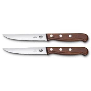 Набір ножів для стейку Victorinox Wood 12 см, хвиляста заточка, коричневий (5.1230.12G)