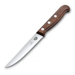 Набір ножів для стейку Victorinox Wood 12 см, хвиляста заточка, коричневий (5.1230.12G)