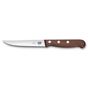 Набір ножів для стейку Victorinox Wood 12 см, хвиляста заточка, коричневий (5.1230.12G)