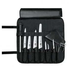 Набір кухонних ножів Victorinox Chef's Knife Roll Starter Set, 10 предметів, чорний (5.4964.1)