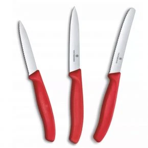 Набір ножів для овочів із 3 предметів Victorinox Swiss Classic Paring Set 11 см, червоний, подарункова коробка (6.7111.34C1)