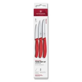 Набір ножів для овочів із 3 предметів Victorinox Swiss Classic Paring Set 11 см, червоний, подарункова коробка (6.7111.34C1)
