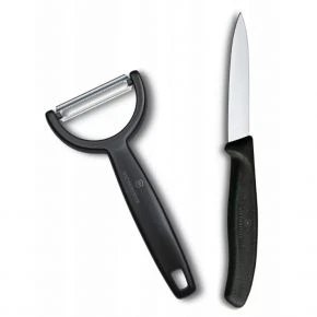 Набір для чищення овочів із 2 предметів Victorinox Swiss Classic Paring Set 8 см з Y-овочечисткою, чорний (6.7113.22)