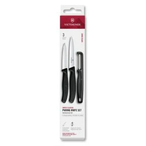 Набір для чищення овочів із 3 предметів Victorinox Swiss Classic Paring Set 10 см з I-овочечисткою, чорний (6.7113.33)