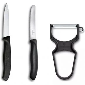 Набір для чищення овочів із 3 предметів Victorinox Swiss Classic Paring Set 11 см, чорний (6.7113.35)