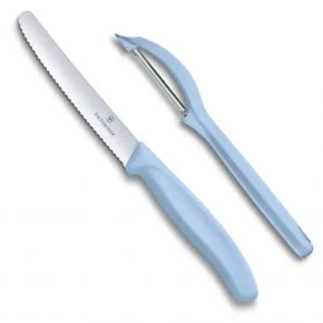 Набір для чищення овочів із 2 предметів Victorinox Swiss Classic Trend Colors 11 см з овочечисткою, світло-блакитний (6.7116.21L22)