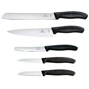 Набір кухонних ножів Victorinox Swiss Classic Kitchen Set 5 предметів 21 см, чорний (6.7133.5G)