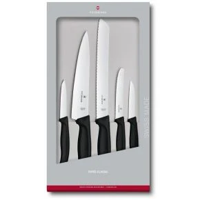 Набір кухонних ножів Victorinox Swiss Classic Kitchen Set 5 предметів 21 см, чорний (6.7133.5G)