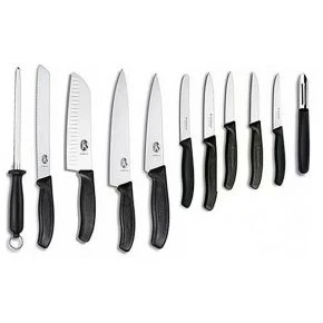 Набір кухонних ножів Victorinox Swiss Classic Cutlery Block, 11 предметів з підставкою, чорний (6.7153.11)