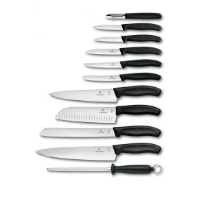 Набір кухонних ножів Victorinox Swiss Classic Cutlery Block, 11 предметів з підставкою, чорний (6.7153.11)