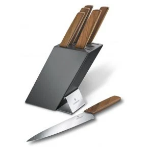 Набір кухонних ножів Victorinox Swiss Modern Wood, 6 предметів у підставці, натуральне дерево (6.7186.6)