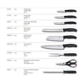 Набір кухонних ножів Victorinox Swiss Classic Cutlery Block, 9 предметів у буковій підставці, чорний (6.7193.9)