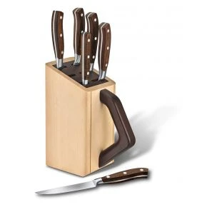 Набір кухонних ножів Victorinox Grand Maitre Wood з підставкою, 6 предметів (7.7240.6)