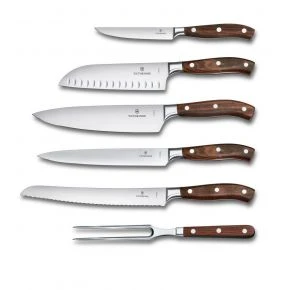 Набір кухонних ножів Victorinox Grand Maitre Wood з підставкою, 6 предметів (7.7240.6)